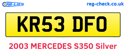 KR53DFO are the vehicle registration plates.