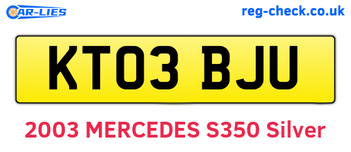 KT03BJU are the vehicle registration plates.