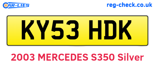 KY53HDK are the vehicle registration plates.