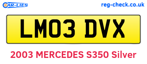 LM03DVX are the vehicle registration plates.