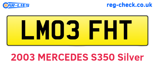 LM03FHT are the vehicle registration plates.