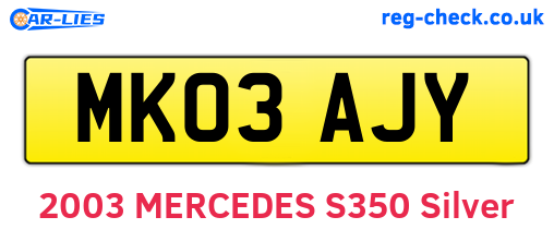 MK03AJY are the vehicle registration plates.