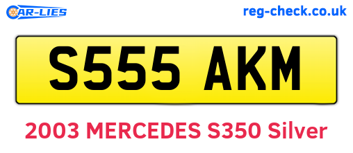 S555AKM are the vehicle registration plates.