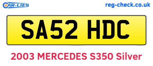 SA52HDC are the vehicle registration plates.
