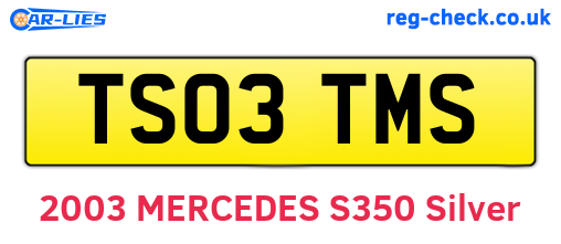 TS03TMS are the vehicle registration plates.