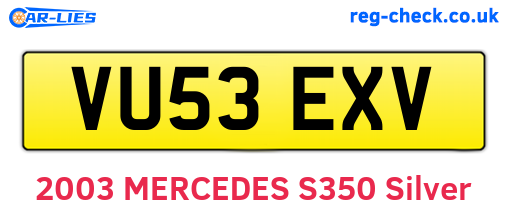 VU53EXV are the vehicle registration plates.