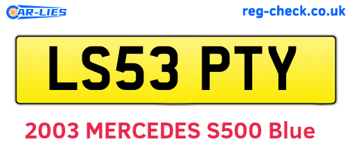 LS53PTY are the vehicle registration plates.