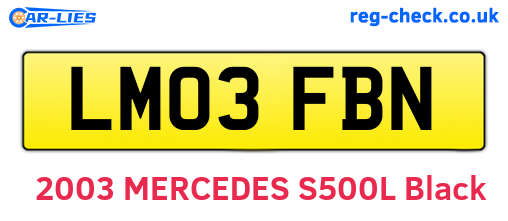 LM03FBN are the vehicle registration plates.