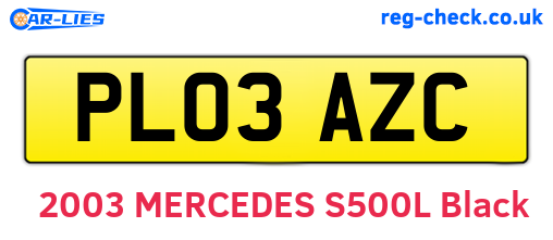 PL03AZC are the vehicle registration plates.