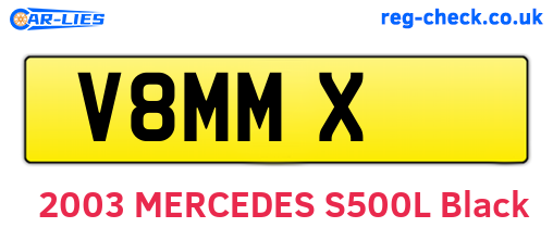 V8MMX are the vehicle registration plates.