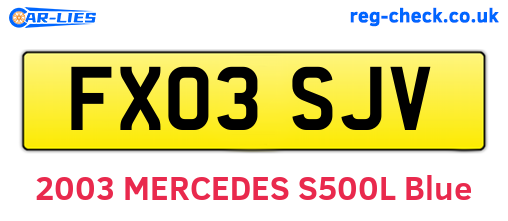 FX03SJV are the vehicle registration plates.