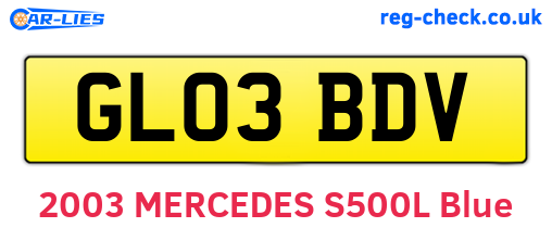 GL03BDV are the vehicle registration plates.