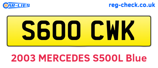 S600CWK are the vehicle registration plates.