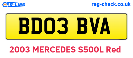 BD03BVA are the vehicle registration plates.