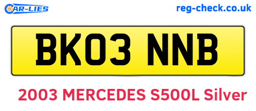 BK03NNB are the vehicle registration plates.