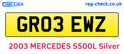 GR03EWZ are the vehicle registration plates.