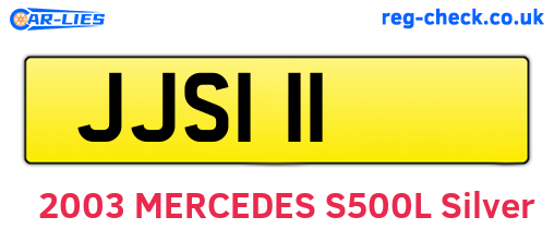 JJS111 are the vehicle registration plates.