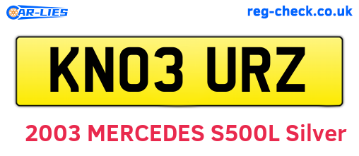 KN03URZ are the vehicle registration plates.