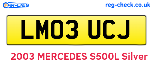 LM03UCJ are the vehicle registration plates.