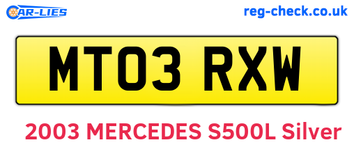 MT03RXW are the vehicle registration plates.