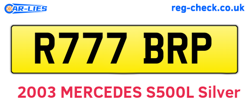 R777BRP are the vehicle registration plates.