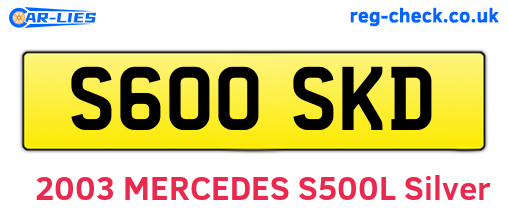 S600SKD are the vehicle registration plates.