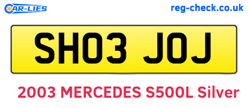 SH03JOJ are the vehicle registration plates.