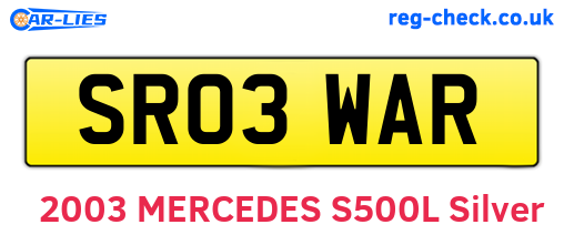 SR03WAR are the vehicle registration plates.