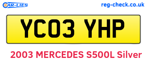 YC03YHP are the vehicle registration plates.