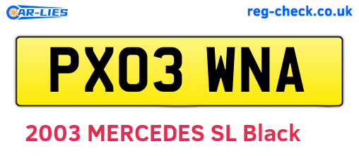 PX03WNA are the vehicle registration plates.