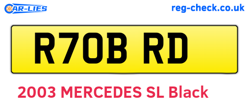 R70BRD are the vehicle registration plates.