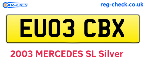 EU03CBX are the vehicle registration plates.