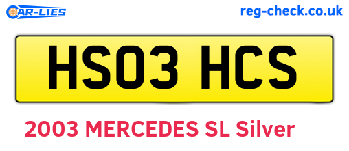 HS03HCS are the vehicle registration plates.