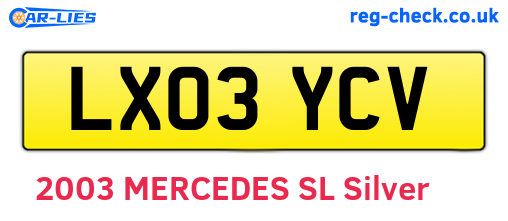 LX03YCV are the vehicle registration plates.