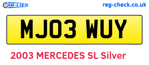 MJ03WUY are the vehicle registration plates.