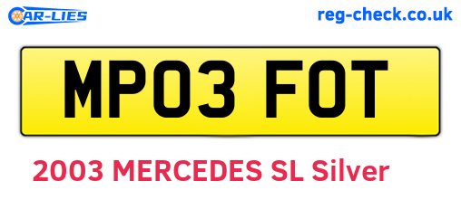 MP03FOT are the vehicle registration plates.