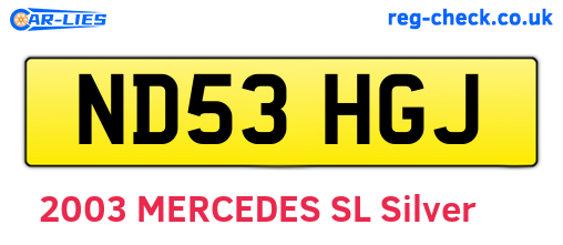 ND53HGJ are the vehicle registration plates.