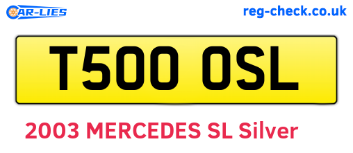 T500OSL are the vehicle registration plates.