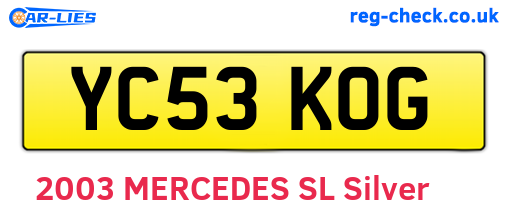 YC53KOG are the vehicle registration plates.