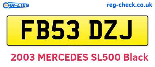 FB53DZJ are the vehicle registration plates.