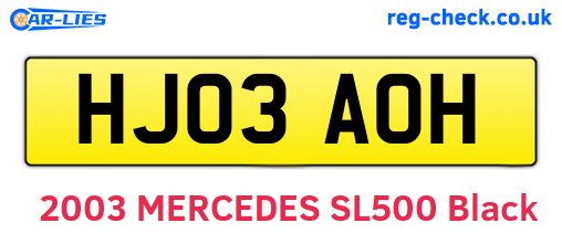 HJ03AOH are the vehicle registration plates.