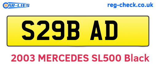 S29BAD are the vehicle registration plates.
