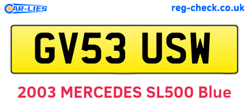 GV53USW are the vehicle registration plates.
