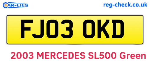 FJ03OKD are the vehicle registration plates.