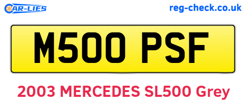 M500PSF are the vehicle registration plates.