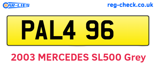 PAL496 are the vehicle registration plates.