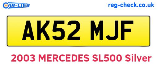 AK52MJF are the vehicle registration plates.