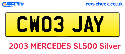 CW03JAY are the vehicle registration plates.