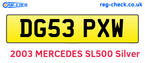 DG53PXW are the vehicle registration plates.
