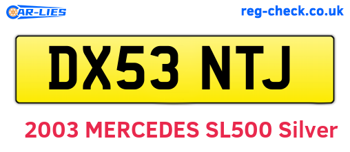 DX53NTJ are the vehicle registration plates.